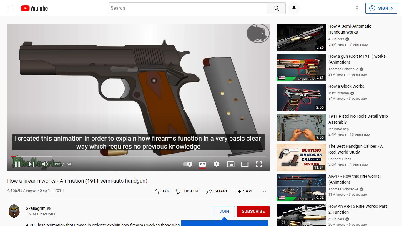 How a firearm works - Animation (1911 semi-auto handgun)